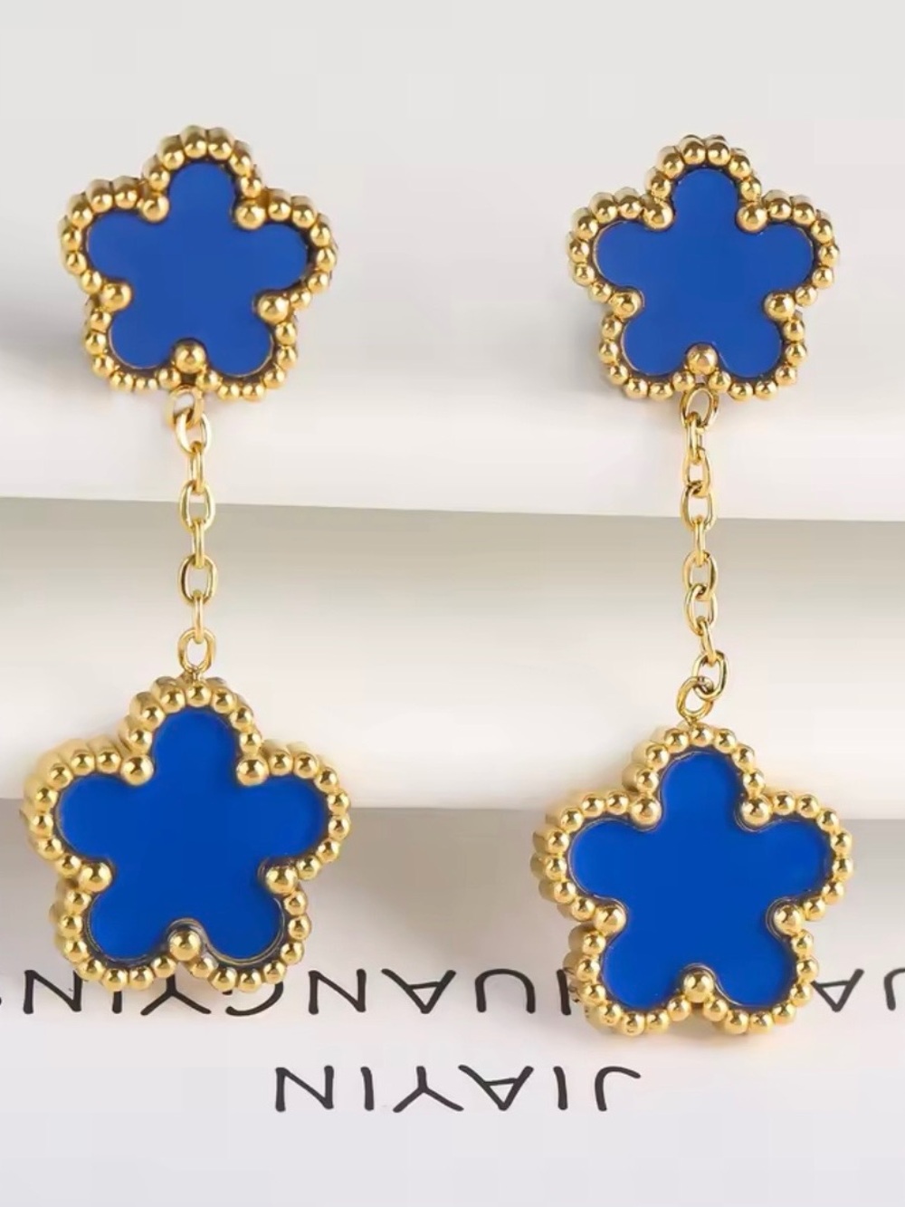 Kohl's Gold-Tone Earrings with Bright Blue Clover Drops